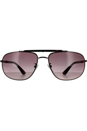 Police Rectangle Mens Shiny Gunmetal Smoke Gradient Sunglasses 90041091 - One Size
