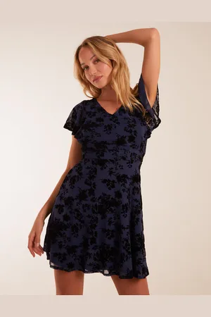 Blue Vanilla Womens Flocked Floral Dress - - Size 10 UK