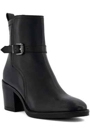 Dune Womens Ladies Prance - Buckled Block-Heeled Ankle Boots - Leather - Size UK 7