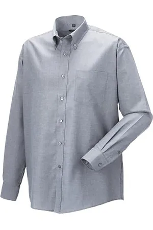 Russell Athletic Collection Mens Long Sleeve Easy Care Oxford Shirt (Silver ) - Size 16.5 inch