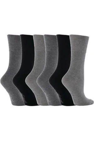 Gentle Grip Womens - 6 Pairs Ladies Non Elastic Socks - GG12 - Cotton - Size UK 4-8