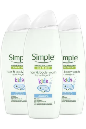 Simple Childrens Unisex KIDS Hypoallergenic Bubble Bath and Hair & Body wash 500ml, 3 Pack - One Size
