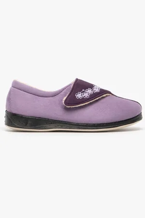 Padders HUG Womens (EE Fit) Touch Fasten Slippers /Lavender - Size UK 3