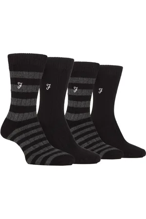 Farah Mens 4 Pair Bamboo Striped Boot Socks
