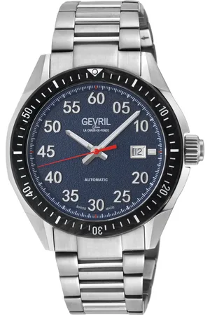 Gevril Mens Ascari Swiss Automatic, Top ring in Black Forged Carbon, Stainless Steel Watch - - One Size