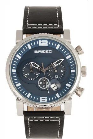 Breed Mens Ryker Chronograph Leather-Band Watch w/Date - Stainless Steel - One Size