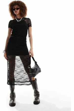 Noisy May Womens short sleeve lace midaxi dress in - Size X-Small