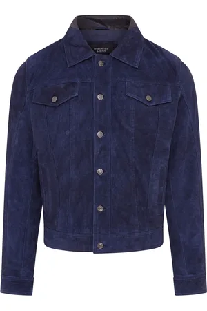 Infinity Mens Blue Goat Suede Jeans Jacket- Nurmes - Size Large