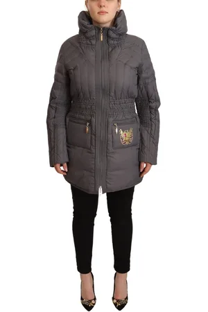 Rocco Barocco Womens Quilted Logo Patch Long Jacket - - Size IT 46 (Women