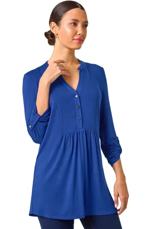 Roman Womens V-Neck Button Detail Tunic Top - - Size 12 UK