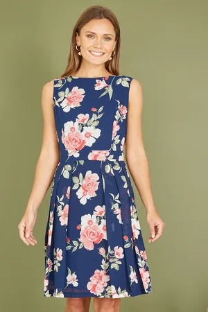 Mela Womens Floral Skater Dress With Scoop Back - Size 16 UK