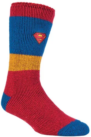 Heat Holders Mens Film & TV Themed Thermal Slipper Socks - Superman - Nylon - Size UK 6-11