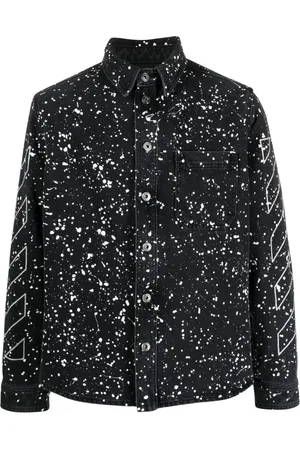 OFF-WHITE Mens Diag Outline Design Denim Shirt Cotton - Size Large