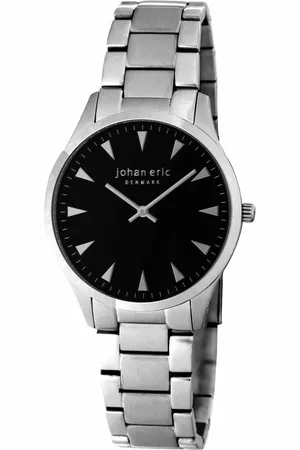 Johan Eric : helsing¸r, Mens, black dial watch w triangular hr-markers, brushed and polished solid stainless steel bracelet - - One Size