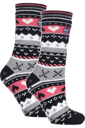 Heat Holders 2 Pairs Womens Soul Warming Socks with Grips - - Size UK 4-8