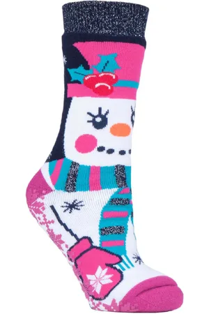 Heat Holders Womens Ladies Christmas Non Slip Thermal Slipper Socks with Grippers - - Size UK 4-8
