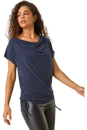 Roman Womens Glitter Cowl Neck Tunic Top - - Size 18 UK