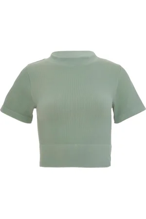 Quiz Womens Sage Seamless Crop Top - Nylon - Size Large