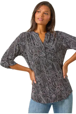 Roman Womens Textured Paisley Print Stretch Blouse - - Size 10 UK