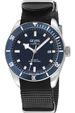 Gevril Mens Yorkville Swiss Automatic Sellita SW200 Blue Dial Stainless Steel Watch - - One Size