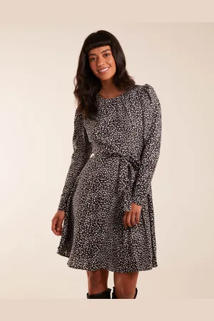 Blue Vanilla Womens Leopard Print Round Neck Skater Mini Dress - - Size 8 UK