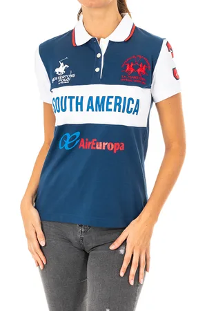 La Martina Womens short-sleeved polo shirt with lapel collar 2WP165 - Cotton - Size Large