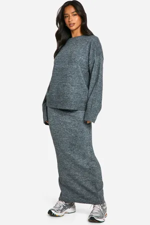 Boohoo Womens Petite Soft Knit Fine Gauge Jumper And Maxi Skirt Knitted Co-ord - - Size Small