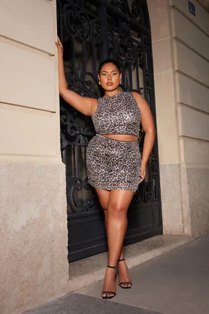 Quiz Womens Sequin Leopard Print Mini Skirt - Size 8 UK