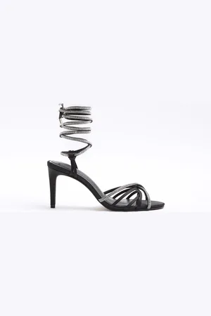 River Island Womens Sandals Diamante Tie Up Heeled Textile - Size UK 3