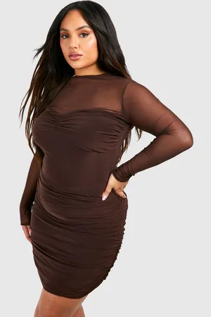 Boohoo Womens Plus Ruched Slinky Bodycon Dress - - Size 22 UK