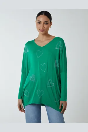 Blue Vanilla Womens Hotfix Multi Heart Batwing Top - - Size Small/Medium