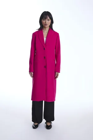 James Lakeland Womens Button Fuchsia Coat - material_polyester - Size 16 UK
