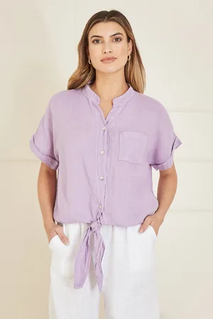 Yumi Womens Italian Linen Shirt - Size Small
