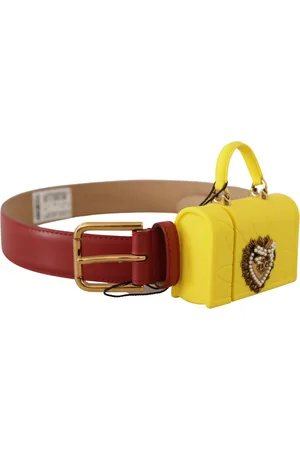 Dolce & Gabbana WoMens Leather Yellow DEVOTION Heart Bag Buckle Belt - Size 75 cm