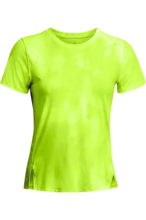 Under Armour Womens UA Launch Elite Printed T-Shirt in Lime - - Size 16 UK