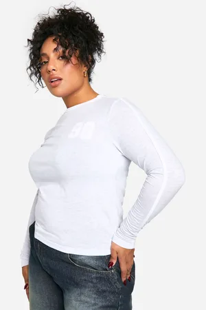 Boohoo Womens PLUS CONTRAST RINGER EMBROIDERED FITTED TOP - Cotton - Size 24 UK
