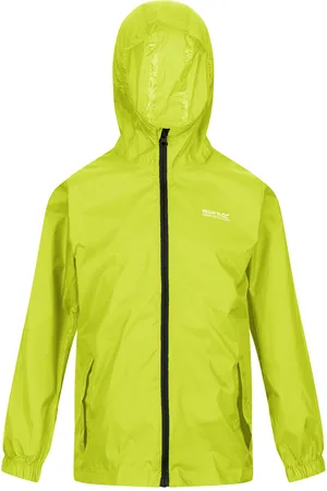 Regatta Childrens Unisex Great Outdoors Childrens/Kids Pack It Jacket III Waterproof Packaway Black (Bright Kiwi) - - Size 5-6Y