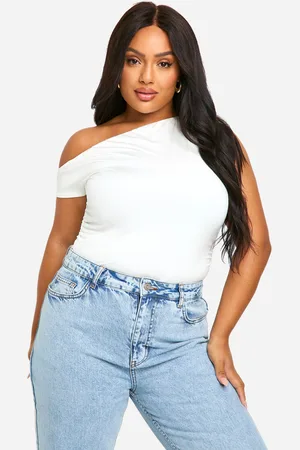 Boohoo Womens Plus Double Slinky Asymmetric Neckline Top - - Size 26 UK