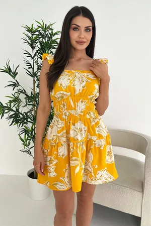 Ax Paris Womens Floral Printed Frill Strap Mini Dress - Size 16 UK