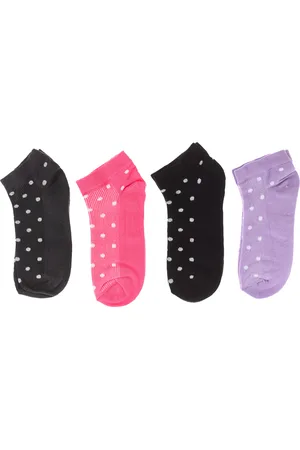 Ox Pack of 4 WoMens ankle socks, short cotton, printed. - - Size 3-7 (UK Shoe)