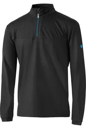 Island Green Mens Abstract Zip Neck Golf Base Layer Top ( /Charcoal) - Size Medium