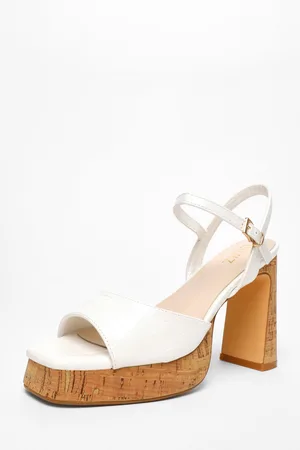 Quiz Womens Faux Leather Cork Platform Heeled Sandals - Size UK 7