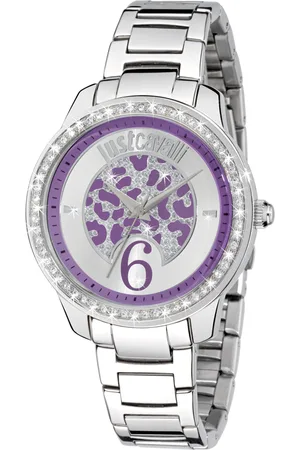 Roberto Cavalli WoMens Shiny Watch Stainless Steel Bracelet Dial Leather - One Size