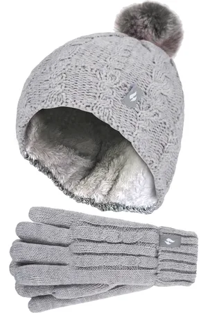Heat Holders Girls Bobble Pom Pom Hat and Gloves Set