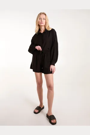 Blue Vanilla Womens Linen Shorts & Shirt Set - - One Size