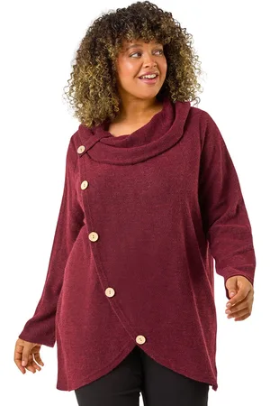 Roman Womens Curve Cowl Neck Button Wrap Top - - Size 20 UK