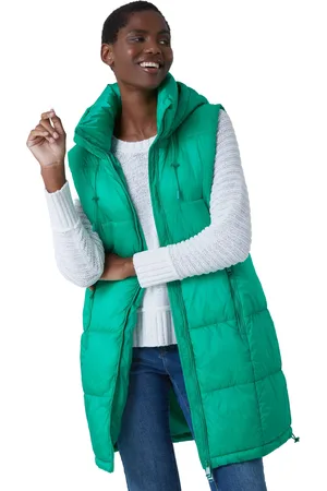 Roman Womens Padded Longline Hooded Gilet - - Size 10 UK