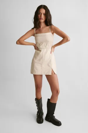 NASTY GAL Womens The Denim Strappy Mini Dress - Cotton - Size 8 UK