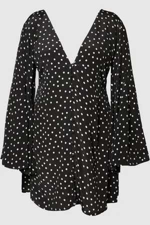 NASTY GAL Womens Plus Polka Dot Button Down Extreme Flared Sleeve Mini Dress - - Size 20 UK