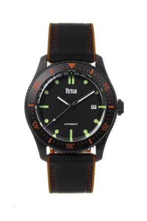 Reign Mens Elijah Automatic Rubber Inlaid Leather-Band Watch W/Date - Stainless Steel - One Size